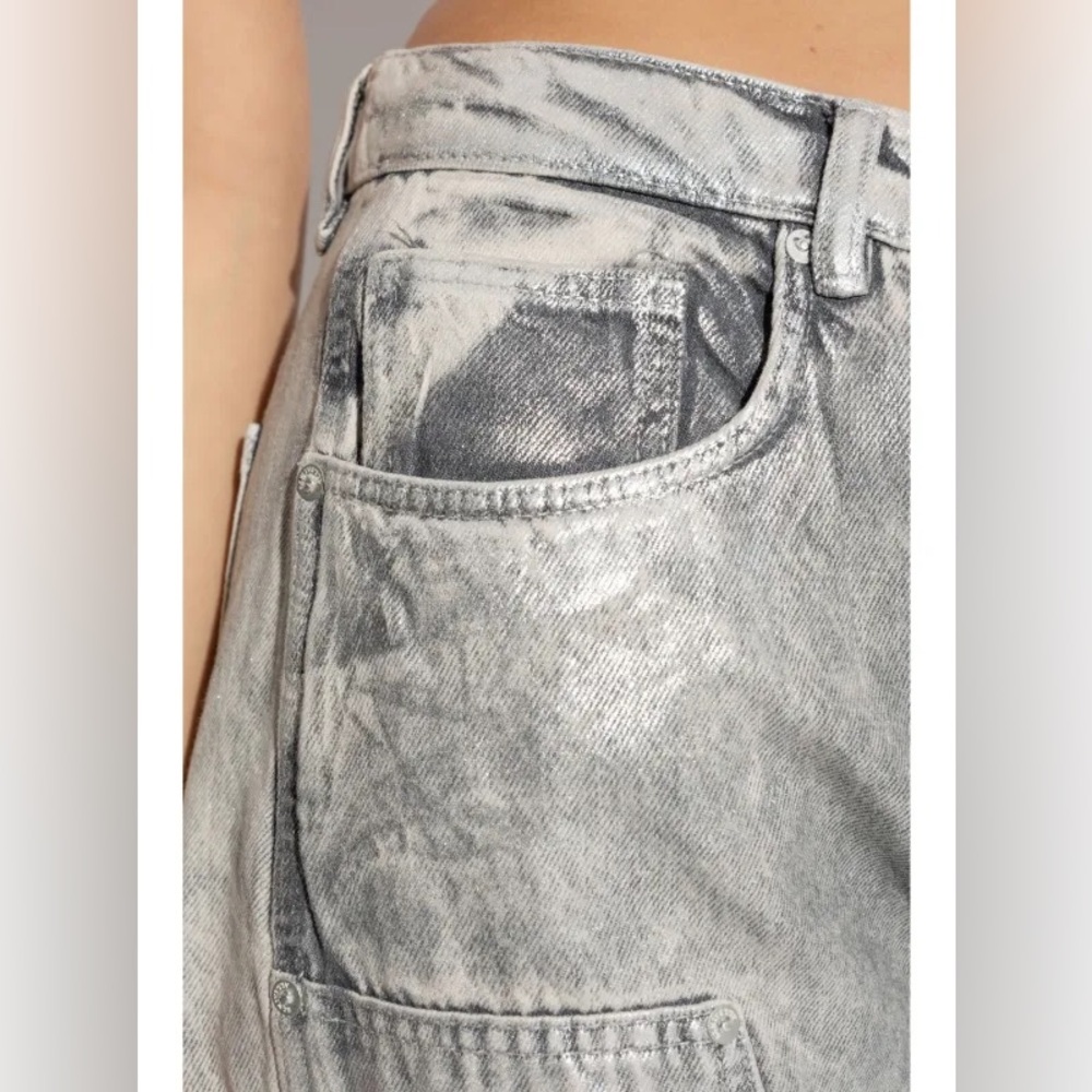 All Saints mia met Talia cargo Jean pants metallic silver cyber chic Coachella - Picture 5 of 13